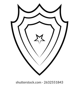 Blank Shield Outline for Vector Illustration Templates.