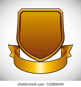 Blank shield with ribbon.