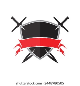 Blank shield shape logo template. Gaming blank badge logo