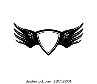 Blank shield with wings logo concept design