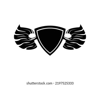 Blindaje en blanco con diseño de plantilla de logotipo de alas