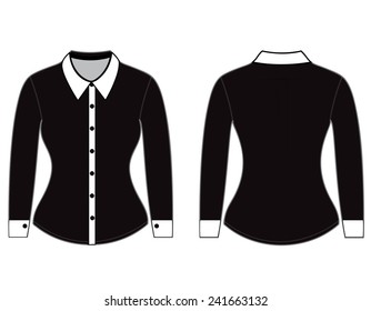 Blank shirt with long sleeves template for woman (front and back views)