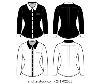Blank shirt with long sleeves template for woman (front and back views)