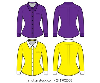 Blank shirt with long sleeves template for woman (front and back views)