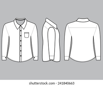 Blank shirt with long sleeves template for men (Front,back and side views)