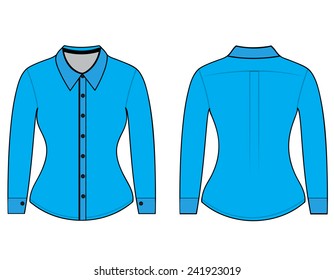 Blank shirt with long sleeves template for woman (front and back views)