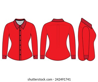 Blank shirt with long sleeves template for women (front, back and side views)