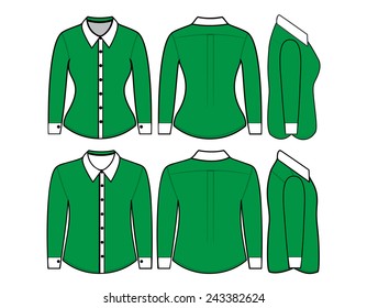 Blank shirt with long sleeves template for man and woman (front and back views)