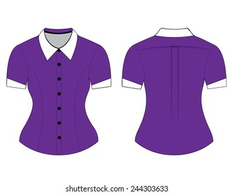 Blank shirt with short sleeves template for man and woman (front and back views)