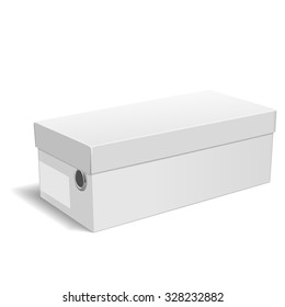 blank shoes box with label isolated on white background
