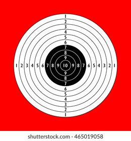 Blank shooting target vector illustration isolated on red background