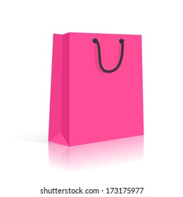Blank Shopping Bag With Rope Handles. Pink Black. Vector