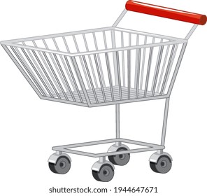 Blank shopping trolley cart isolated on white background illustration