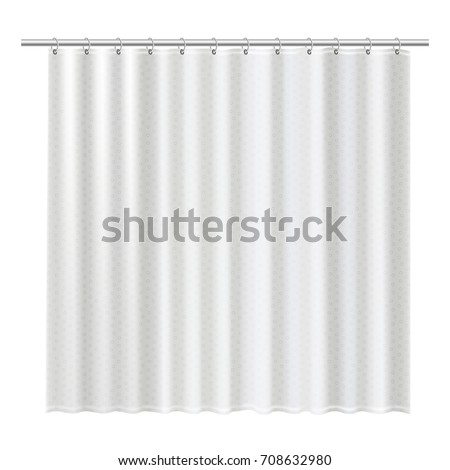 Blank shower curtains mock up to show your design. Clean interior design elements for bathroom isolated on a white background. Hygiene facility concept. Detailed vector illustration to put your design