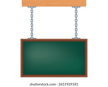Blank sign board hung in chains, vector illustration