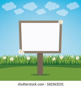 blank sign board lawn landscape sky background