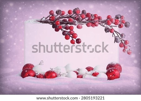 Blank sign with Christmas decorations