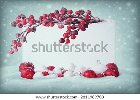Blank sign with Christmas decorations