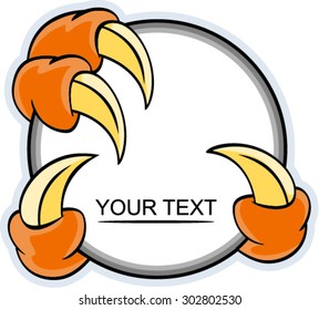 Blank sign with claw, vector illustration