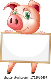 Blankovorlage mit süßem Schwein auf weißem Hintergrund