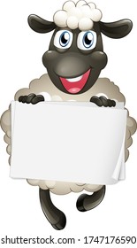 Plantilla de señas en blanco con ovejas lindas sobre fondo blanco