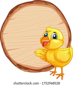 Blank sign template with little chick on white background illustration