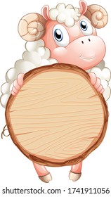 Plantilla de signo en blanco con ovejas blancas en la ilustración de fondo blanco