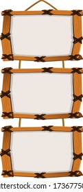 Blank sign template with wooden frames on white background illustration