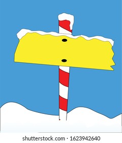 A blank sign in winter covered in snow