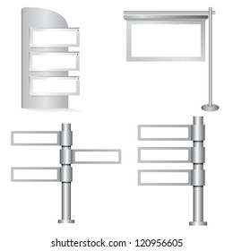 blank signage, blank display, billboard set, vector