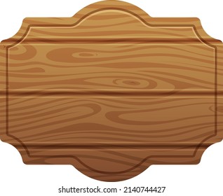 Blank signboard in cartoon ranch style. Plywood board template