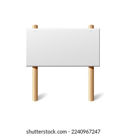 Blank signboard. Empty signage banner. White sign template, vector illustration.