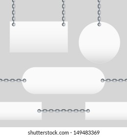 Blank Signs are hanging on chains