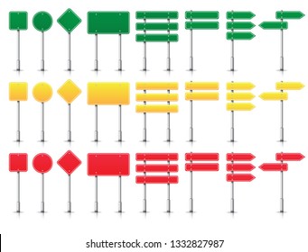 A blank signs vector for information of road direction, maps, text or banner.