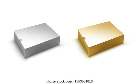 Blank Silver And Gold Box With For Branding. EPS10 Vector