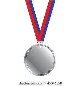  Blank silver medal on white background