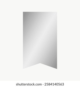 Blank silver metallic flag icon on a white background. Simple metallic flag design. Minimalist silver flag illustration. Silver flag icon for graphic use. Vector isolated on white.