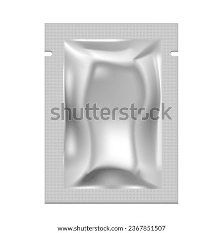 Blank Silver Metallic Foil Sachet For Food Or Medical Use. EPS10 Vector