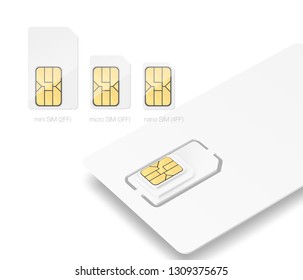 Blank sim chip mockup. Vector illustration isolated on white background. Ready fro your design. EPS10.	