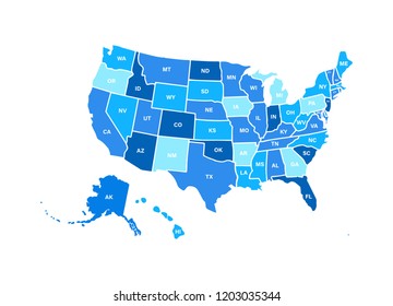 Blank Similar Usa Map Isolated On Stock Vector (Royalty Free ...