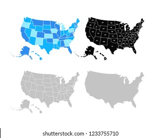 Blank similar USA map isolated on white background. United States of America usa country. Vector template usa for website, design, cover, infographics. Graph illustration.