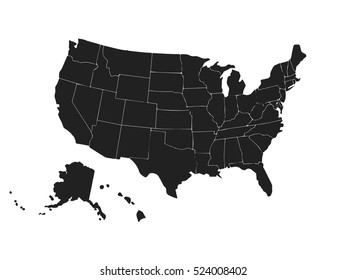 Blank similar USA map isolated on white background. United States of America country.  