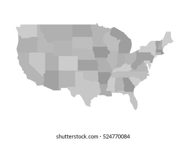 Blank similar USA map isolated on white background. United States of America country. Vector illustration.