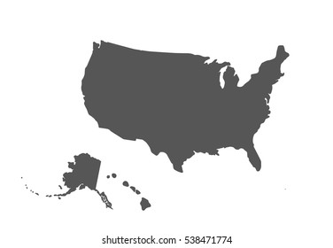 Blank similar USA map isolated on white background. United States of America country. Vector template for website, design, cover, infographics. Graph illustration.