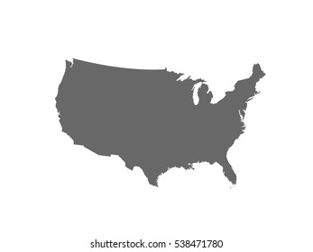 Blank similar USA map isolated on white background. United States of America country. Vector template for website, design, cover, infographics. Graph illustration.