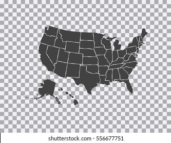 Blank similar USA map isolated on white background. United States of America country. Vector template for website, design, cover, infographics. Graph illustration.