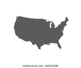 Blank similar USA map isolated on white background. United States of America country. Vector template for website, design, cover, infographics. Graph illustration.