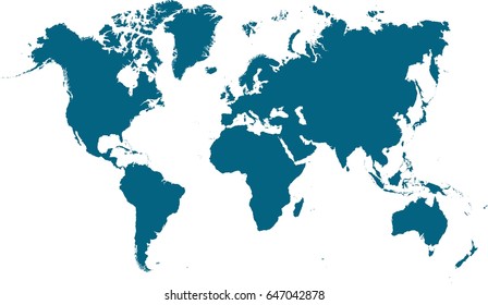 Blank similar world map isolated on white background. Best popular worldmap vector template for website, design, cover, annual reports, infographics. Flat earth graph world map illustration.