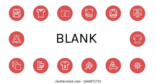 blank simple icons set. Contains such icons as T shirt, Polo shirt, Folder, Towel, Sweatshirt, Computer, Paper, Drawing board, Car, Sun, Badge, can be used for web, mobile and logo