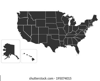 Blank simplified map of USA